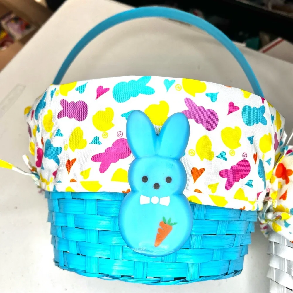 Peeps Easter Bunny Woven Basket - Blue, Pink, White pk 3 X-Large easter decor
